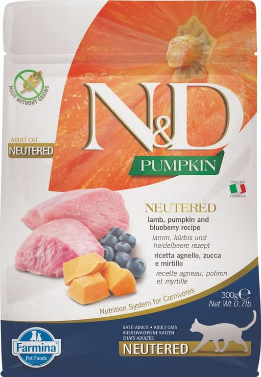 N&d pumpkin cat agnello e mirtillo ad neutered 300 g