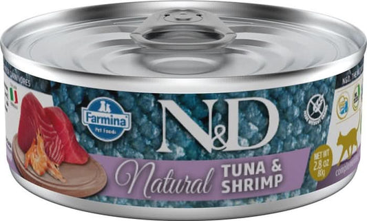 N&D Cat Natural Tuna & Shrimp 80 g - Delizia Gourmet per Gatti