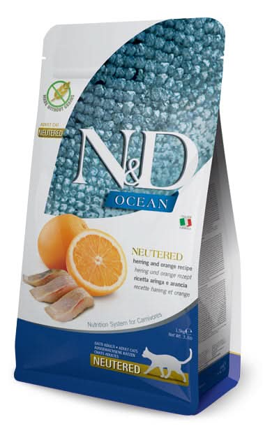 N&d ocean cat aringa e arancia adult neutered g 300