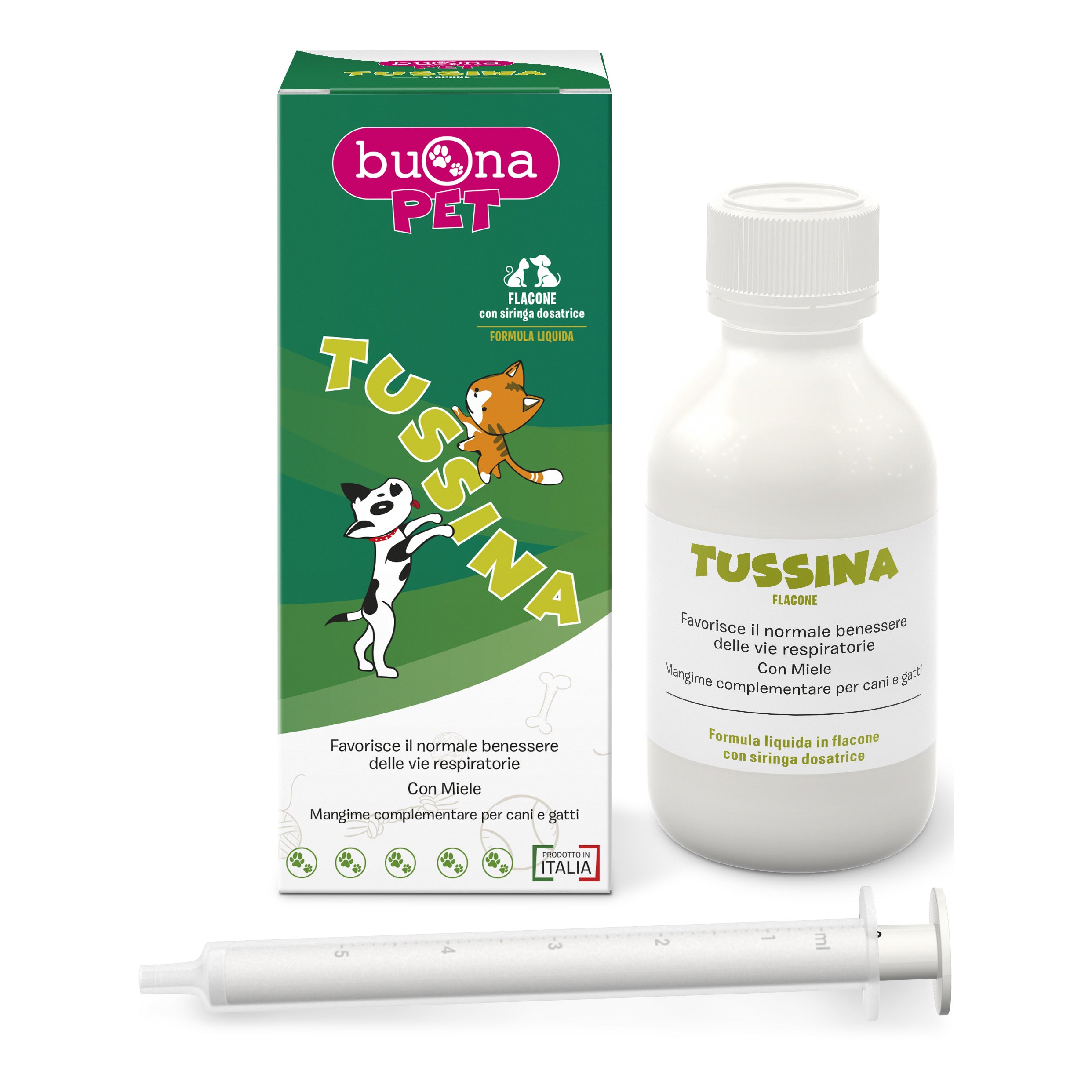 Tussina flacone cani e gatti con siringa dosatrice 100 g buonapet - Scodinzolando