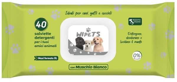 Wipets salviettine detergenti per animali muschio bianco 40 pezzi