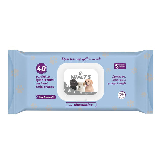 Wipets salviettine detergenti per animali clorexidina 40 pezzi