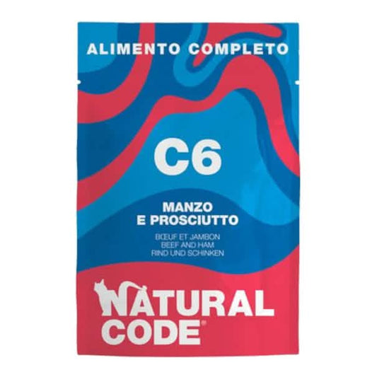 Natural code manzo e prosciutto umido gatto busta 70 g