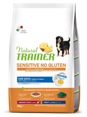 Natural trainer dog sensitive medium/maxi uovo/cereali 3 kg no gluten