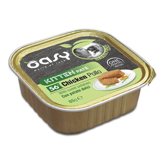 Oasy wet cat grain free kitten pollo con patate dolci vaschetta 85 g