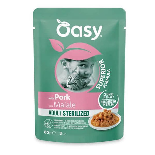 Oasy wet cat bocconcini adult sterilized maiale 85 g