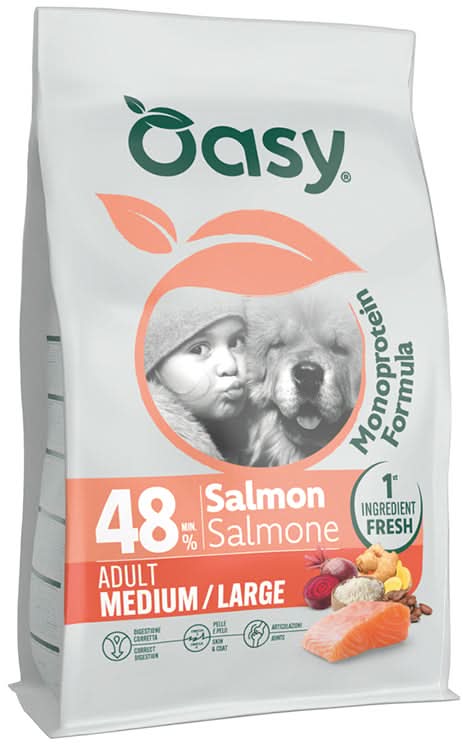 Oasy dry dog monoprotein adult medium/large salmone 10 kg
