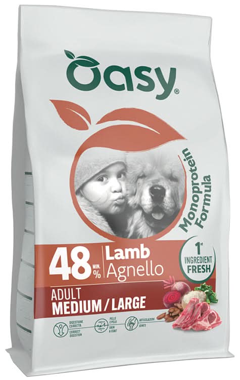Oasy dry dog monoprotein adult medium/large agnello 2 kg