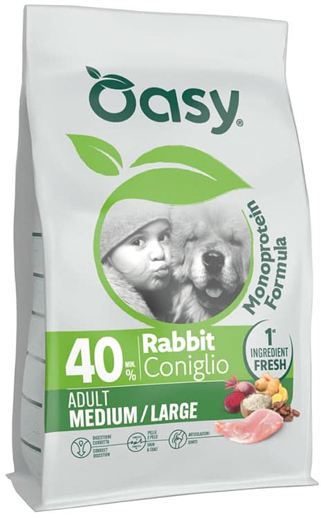 Oasy dry dog monoprotein adult medium/large coniglio 10 kg