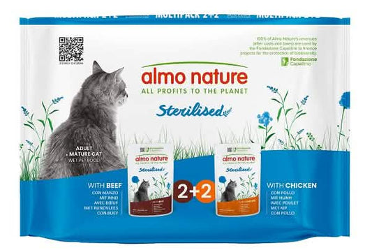 Almo nature functional cat sterilised multi pouch manzo & pollo 4 x 70 g