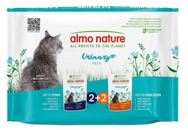 Almo nature functional cat multi pouch urinary help con pesce & urinary help con pollo 4 x 70 g