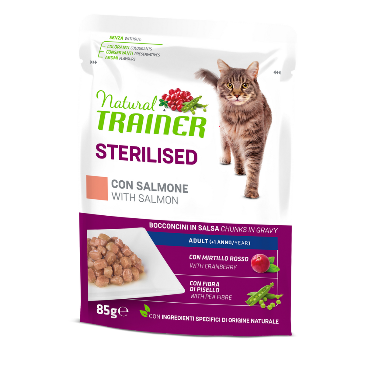 Natural trainer cat sterilised adult salmon 85 g