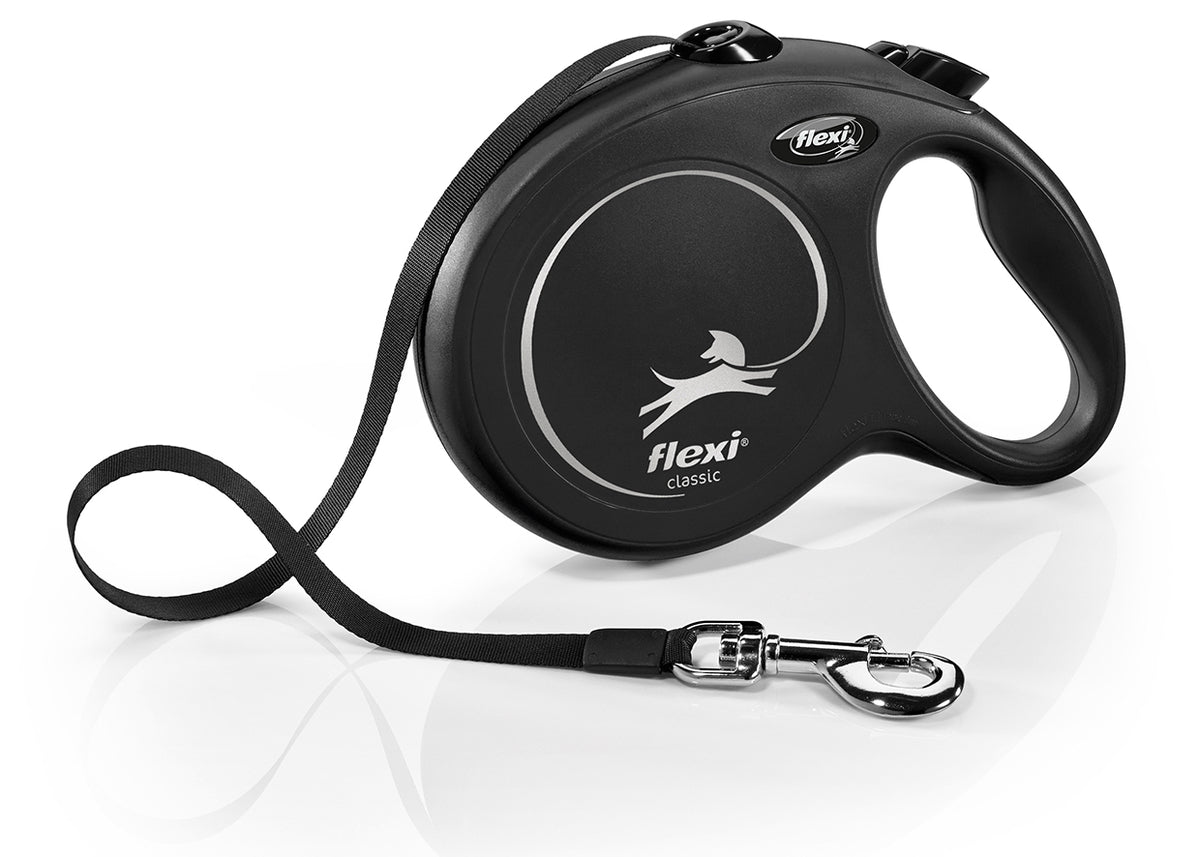 Flexi new classic in fettuccia l 8m nero