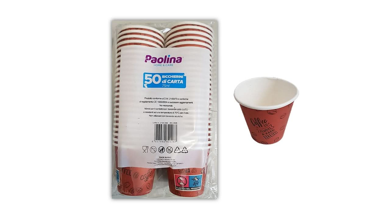 BICCHIERINI CARTA CAFFE 75ML 50PEZZI PAOLIN - Scodinzolando