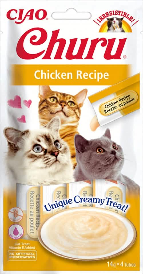 INABA GATTO SNACK CHURU CF. (4X14) GR RICETTA DI POLLO