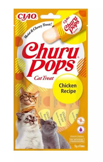 INABA GATTO SNACK CHURU POPS CF. (4X15) GR RICETTA DI POLLO