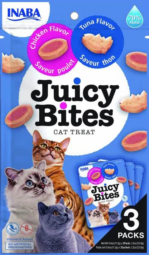 INABA GATTO SNACK JUICY BITES CF. (3 PEZZI) POLLO & TONNO