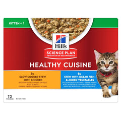 HILLS FELINE HEALTHY CUISINE KITTEN MULTIPACK POLLO & PESCE OCEANICO SPEZZATINO CF. (12X80) GR