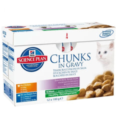 HILLS FELINE OFFERTA KITTEN MULTIPACK OCEAN FISH & CHICKEN 10+2 POUCHES CF. 12X85 GR