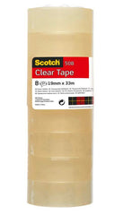 Nastro Adesivo Trasparente Scotch 19 mm x 33 m - Confezione da 8 Rotoli