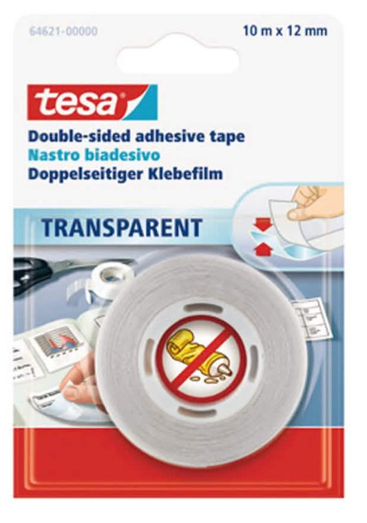 Nastro Biadesivo Trasparente TESA 10 m x 1,2 cm per Uso Domestico