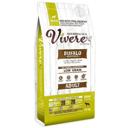 VIVERE CANE ADULTO MEDIUM BUFALO, RISO INTEGRALE & PISELLI  3 KG