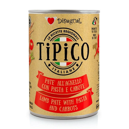 DISUGUAL Cane Tipico Adulto Agnello, Pasta & Carote Lattina 400 gr