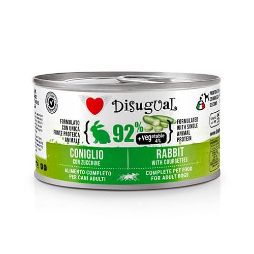 Cane Vegetale Adulti Coniglio & Zucchine Lattina 150 GR - DISUGUAL