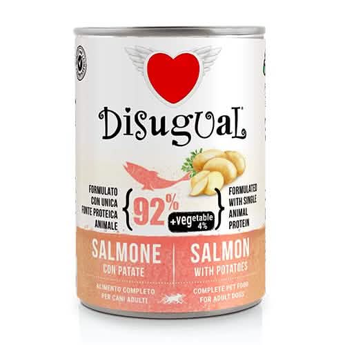 DISUGUAL Cane Vegetale Adulto Salmone & Patate Lattina 400 gr
