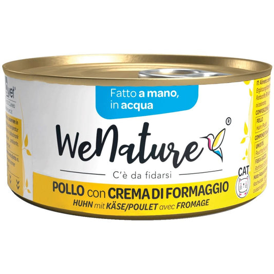 Cibo per Gatti WENATURE GATTO LATTINA IN ACQUA DI COTTURA ADULTO POLLO & CREMA DI FORMAGGIO 85 GR