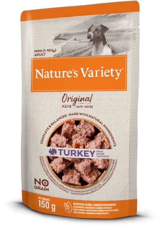 NATURES VARIETY CANE ORIGINAL PATE ADULTO MINI TACCHINO 150 GR