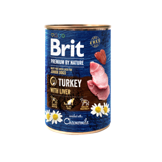 BRIT PREMIUM BY NATURE Cane Lattina Junior Tacchino e Fegato di Tacchino 400 g