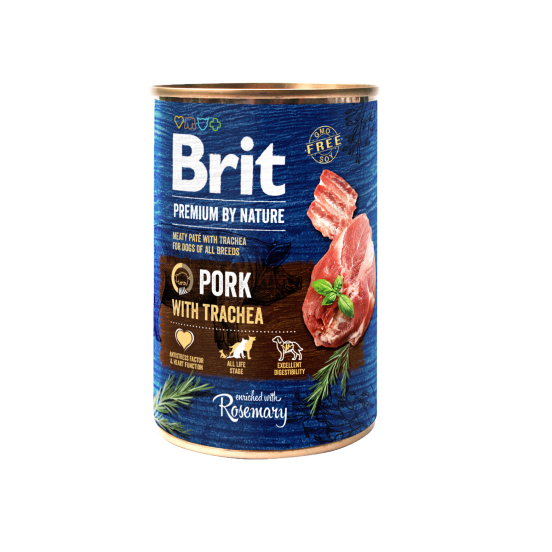 BRIT PREMIUM BY NATURE Cane Lattina Adulti Maiale & Trachea di Maiale 800 gr