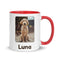 Tazza personalizzata con la foto del tuo animale e il nome, interno rosso